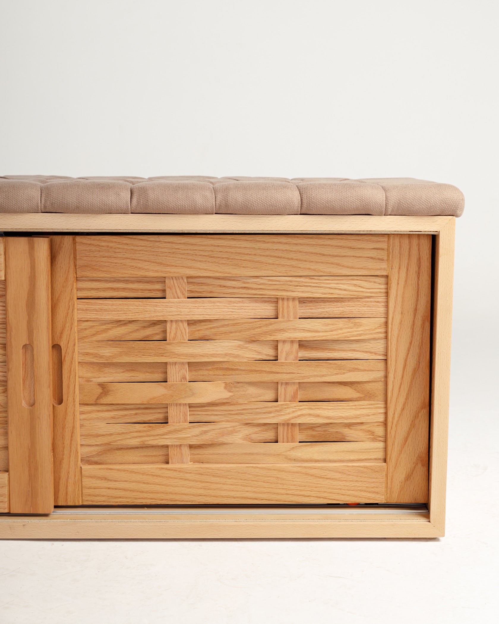 Oak Sliding Shoe Storage Bench